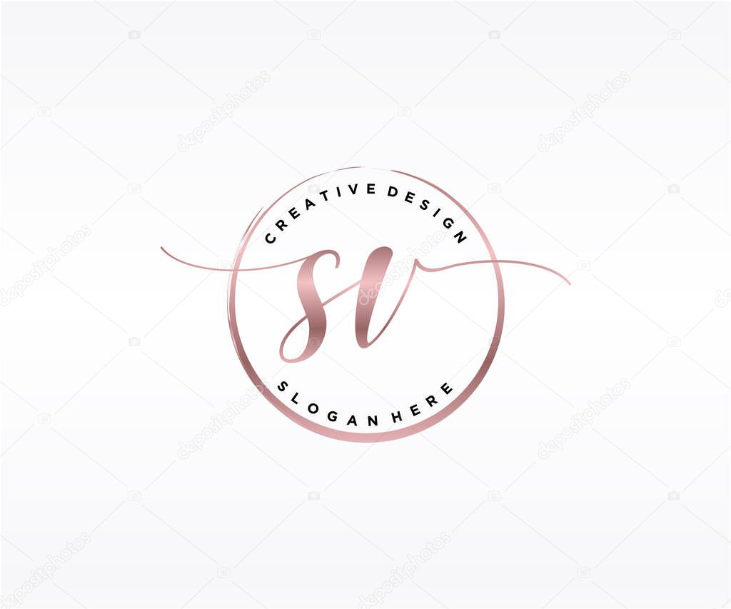 SV Initial handwriting logo design. Logo for fashion,photography, wedding, beauty, business company.