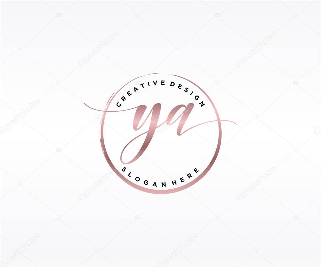 YA Initial handwriting logo design. Logo for fashion,photography, wedding, beauty, business company.