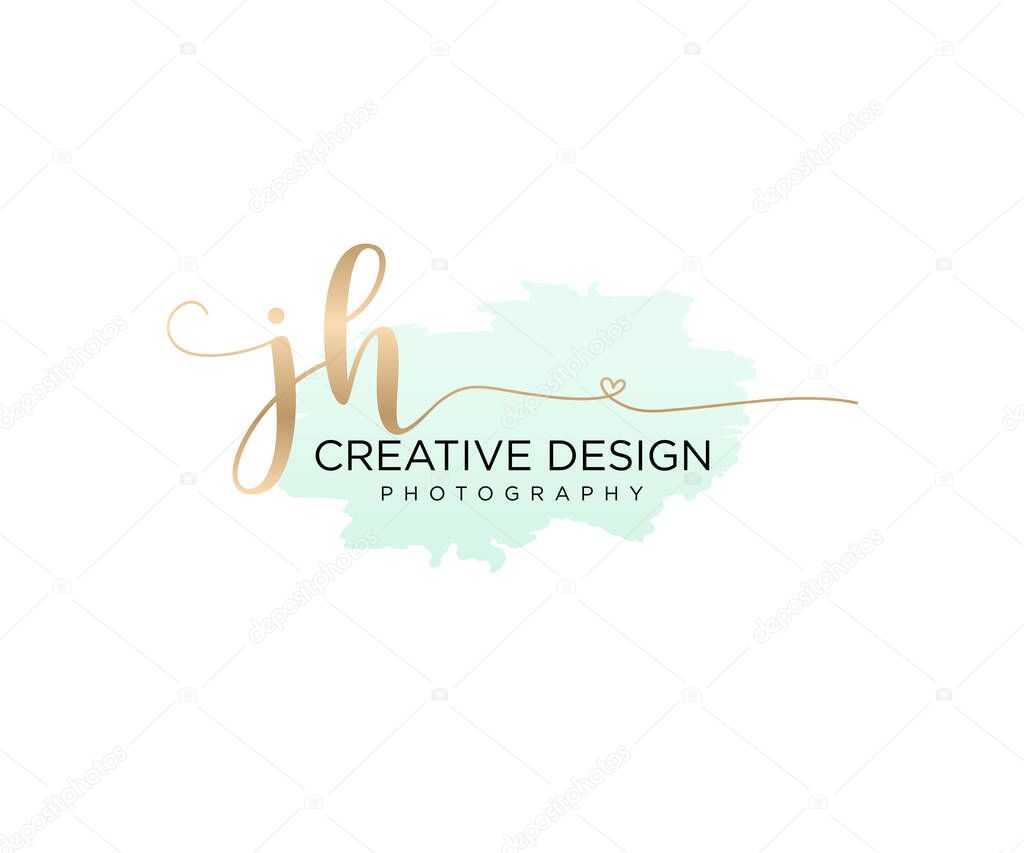 Initial JH handwriting logo with brush template vector