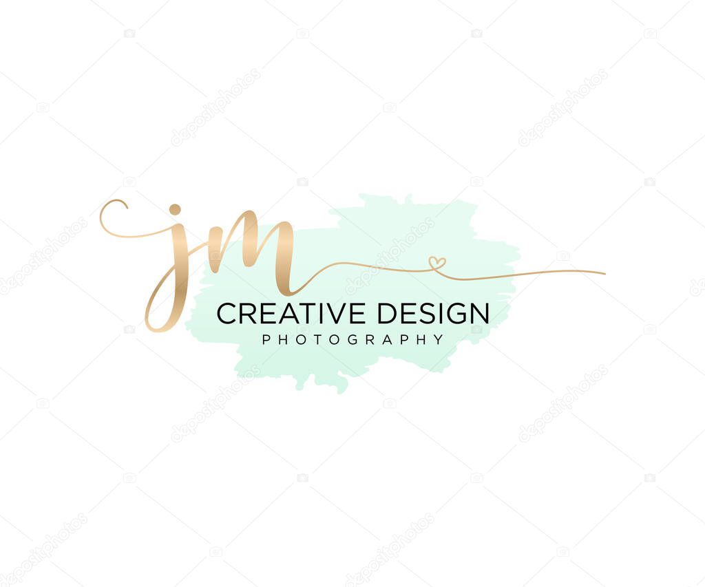 Initial JM handwriting logo with brush template vector