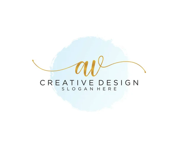 Initiële Handschrift Logo Met Aquarel Template Vector — Stockvector