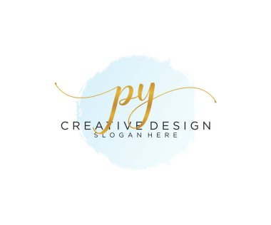 Suluboya şablon vektörlü PY el yazısı logosu