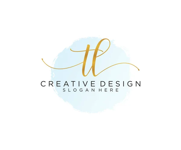 Initial Handwriting Logo Watercolor Template Vector — Stock Vector