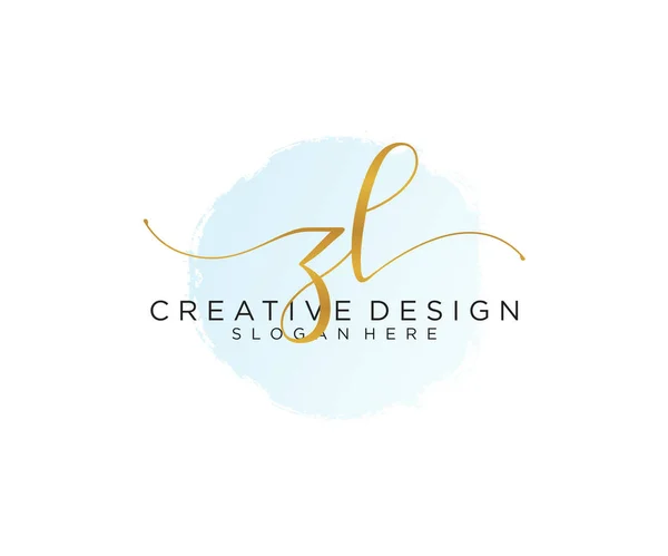 Initiële Handschrift Logo Met Aquarel Template Vector — Stockvector