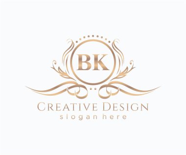 Başlangıçta BK güzellik monogramı ve zarif logo tasarımı