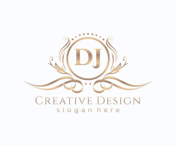 初期のDjの美しさのモノグラムとエレガントなロゴデザイン — ストックベクタ