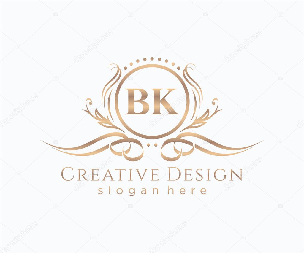 Initial BK beauty monogram and elegant logo design