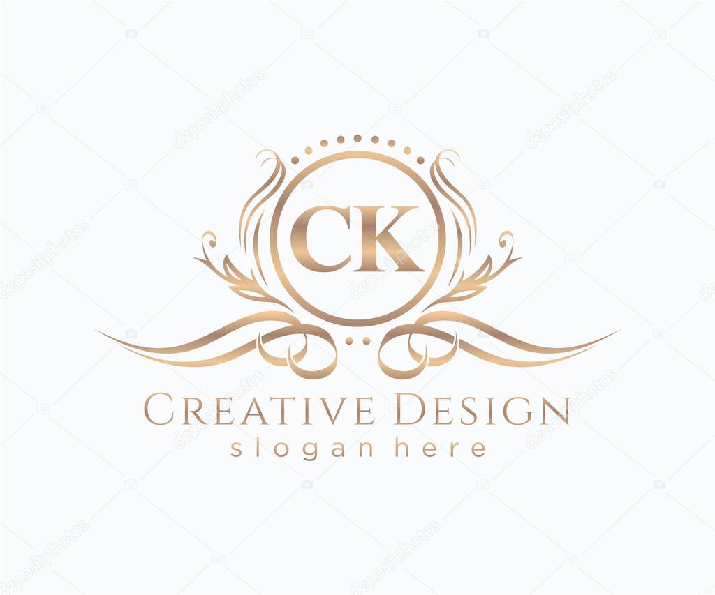 Initial CK beauty monogram and elegant logo design