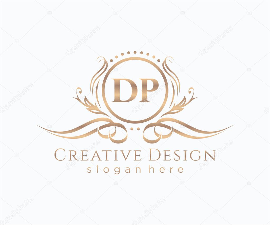Initial DP beauty monogram and elegant logo design