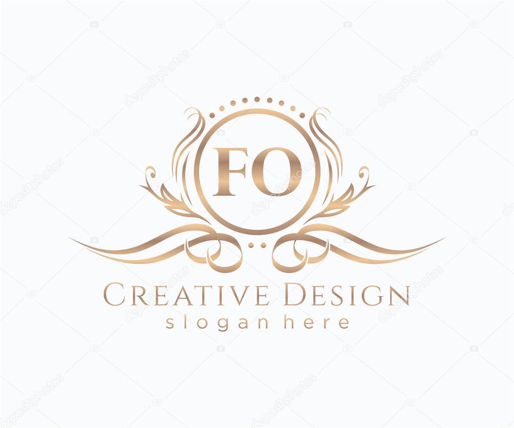 Initial FO beauty monogram and elegant logo design