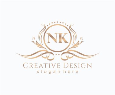 Başlangıçta NK güzellik monogramı ve zarif logo tasarımı