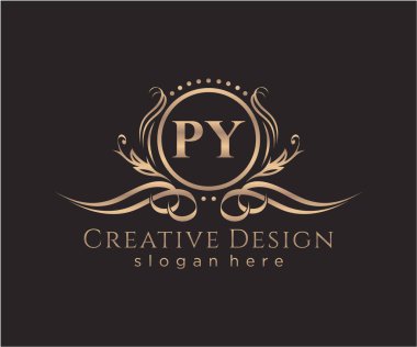 Başlangıçta PY güzellik monogramı ve zarif logo tasarımı