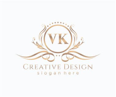 Başlangıçta VK güzellik monogramı ve zarif logo tasarımı