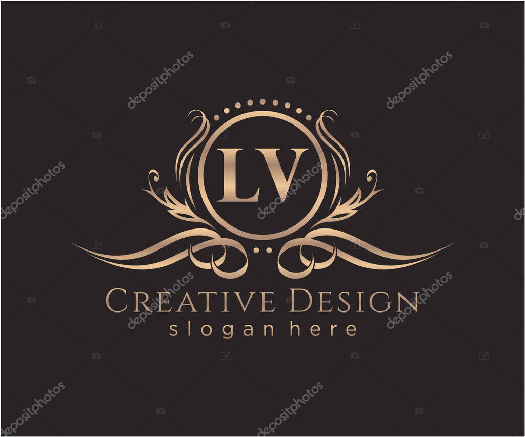 Initial LV beauty monogram and elegant logo design