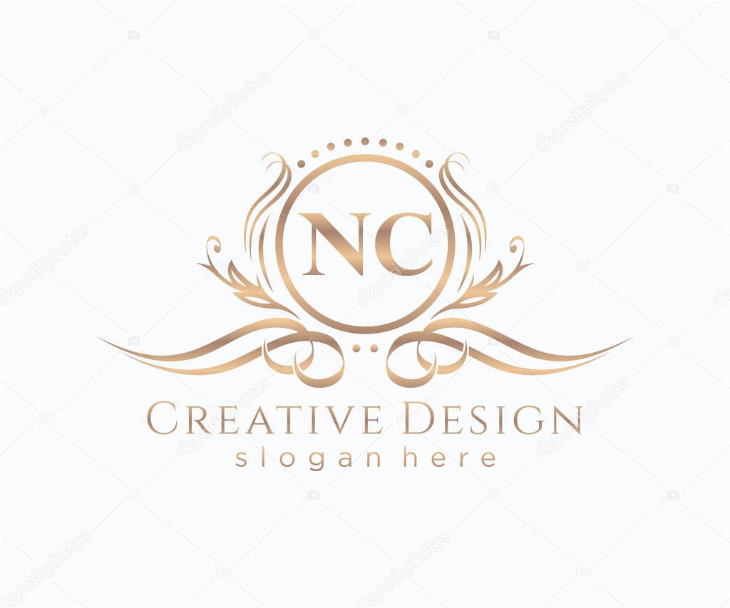 Initial NC beauty monogram and elegant logo design