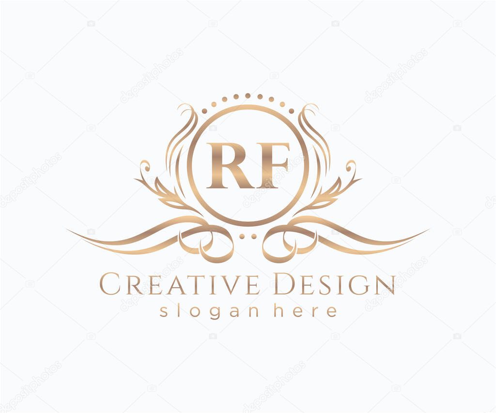 Initial RF beauty monogram and elegant logo design