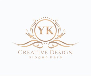 Başlangıçta YK güzellik monogramı ve zarif logo tasarımı