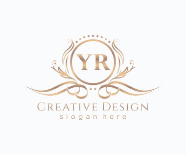 Başlangıçta YR güzellik monogramı ve zarif logo tasarımı