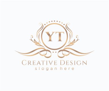 Başlangıçta YT güzellik monogramı ve zarif logo tasarımı