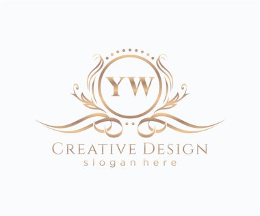 Başlangıçta YW güzellik monogramı ve zarif logo tasarımı