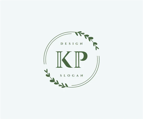 Initial Beauty Monogram Elegant Logo Design — Stock Vector