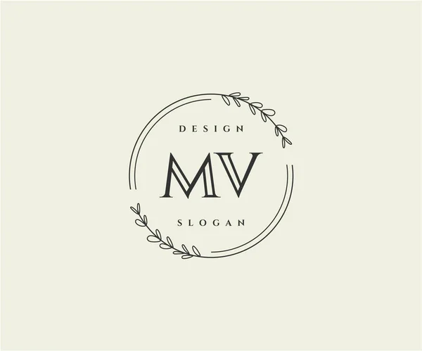 Initiële Schoonheid Monogram Elegant Logo Ontwerp — Stockvector