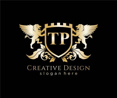 TP Harf Parafı Aslan Kraliyet Logo Şablonu