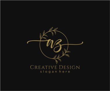 Başlangıçta AZ güzellik monogramı ve zarif logo tasarımı