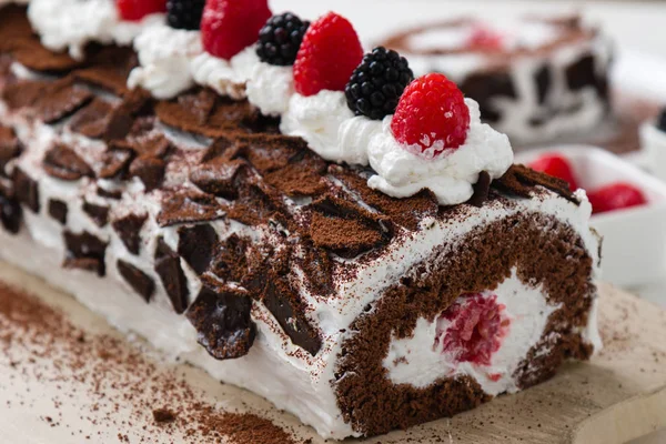 Sweet Tasty Homemade Fruit Roulade Snack Dessert — Stock Photo, Image