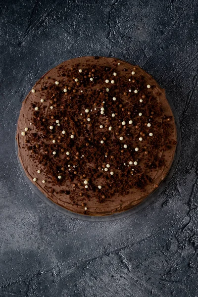 Солодкий Темно Коричневий Шоколадний Торт Прикрасою — стокове фото