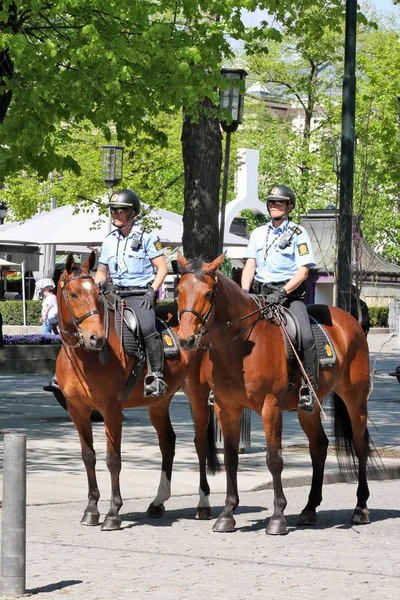 Oslo, Norveç - Mai 14: Rytterkorpset polis bölgesinde özel bir bölüm üzerinde binme polistir. Görevleri arasında devriye, isyan ve Tarih Mai 14, Oslo, Norveç'te shows eskort 2018 vardır