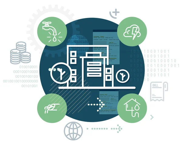 Infrastrutture Urbane Gestione Delle Risorse Idriche Illustrazione Come File Eps — Vettoriale Stock