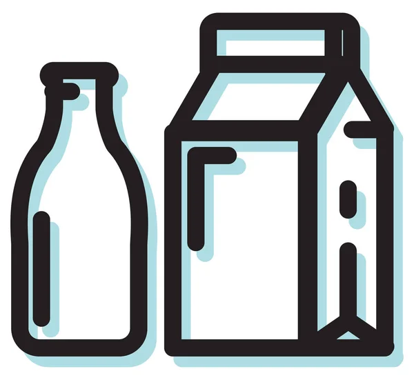 Melk-pictogram voor fles en glas — Stockvector