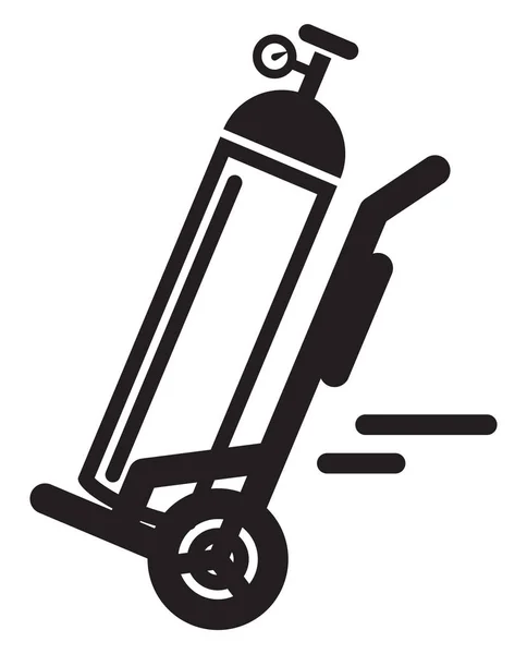 Кислородный цилиндр с иконой тележки — стоковый вектор
