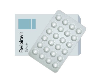 Favipiravir - Viral Uyuşturucuyla Mücadele - Kutulu Tablet Paketi - Görüntü EPS 10 Dosyası
