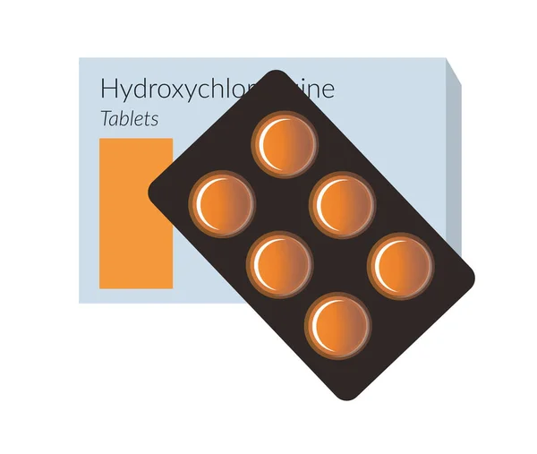 Hydroxychloroquine Drug Tablet Pack Box Icon Eps File — Stock Vector