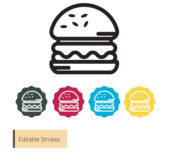 Burger Hamburger Gyorsétterem Junk Food Icon Eps File — Stock Vector