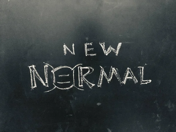 Nieuwe Normale Hand Geschreven Blackboard Als Jpg Bestand — Stockfoto