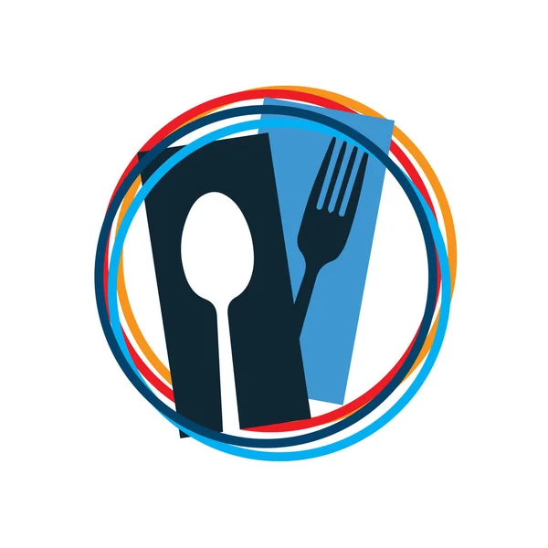 Colher e garfo Logotipo abstrato Vetor Símbolo gráfico de alimentos para — Vetor de Stock