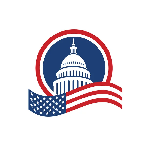 Creative Simple amerikanska Capitol Building vektor Logotypdesign — Stock vektor