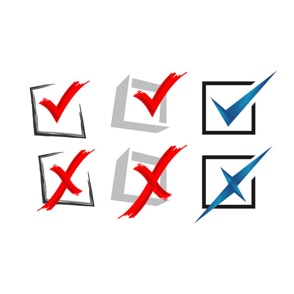 Отметьте знак. Да или нет вектор. Ложная или истинная икона в моде
 