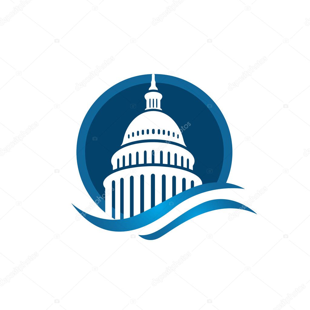 creative simple american capitol building vector logo design