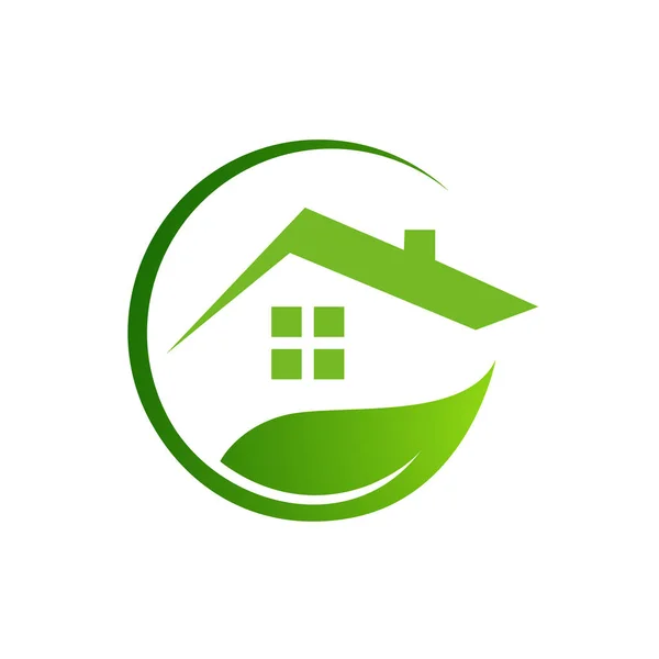 Eco amigável edifício verde logotipo vetor ilustrações —  Vetores de Stock