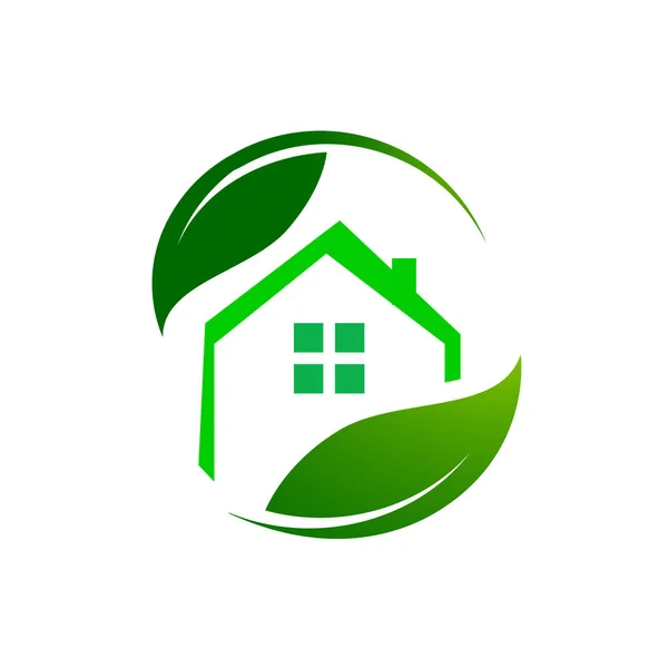 生态友好型绿色建筑标志矢量插图 — 图库矢量图片