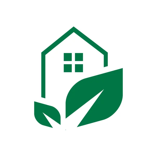Illustrazioni verdi ecologiche del vettore di logo della costruzione — Vettoriale Stock