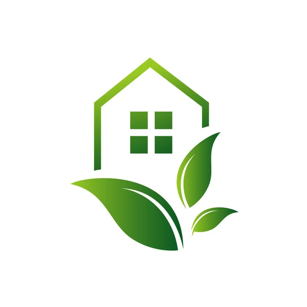 Ambiente Friendly home Eco Green house logo vector icon desig — Vettoriale Stock