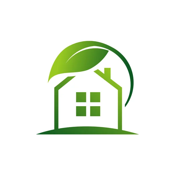 生态友好型绿色建筑标志矢量插图 — 图库矢量图片