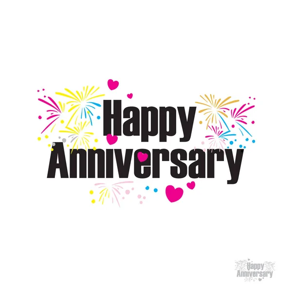 Happy Anniversary text Lovely Hand lettering with love and coupl — Stock Vector