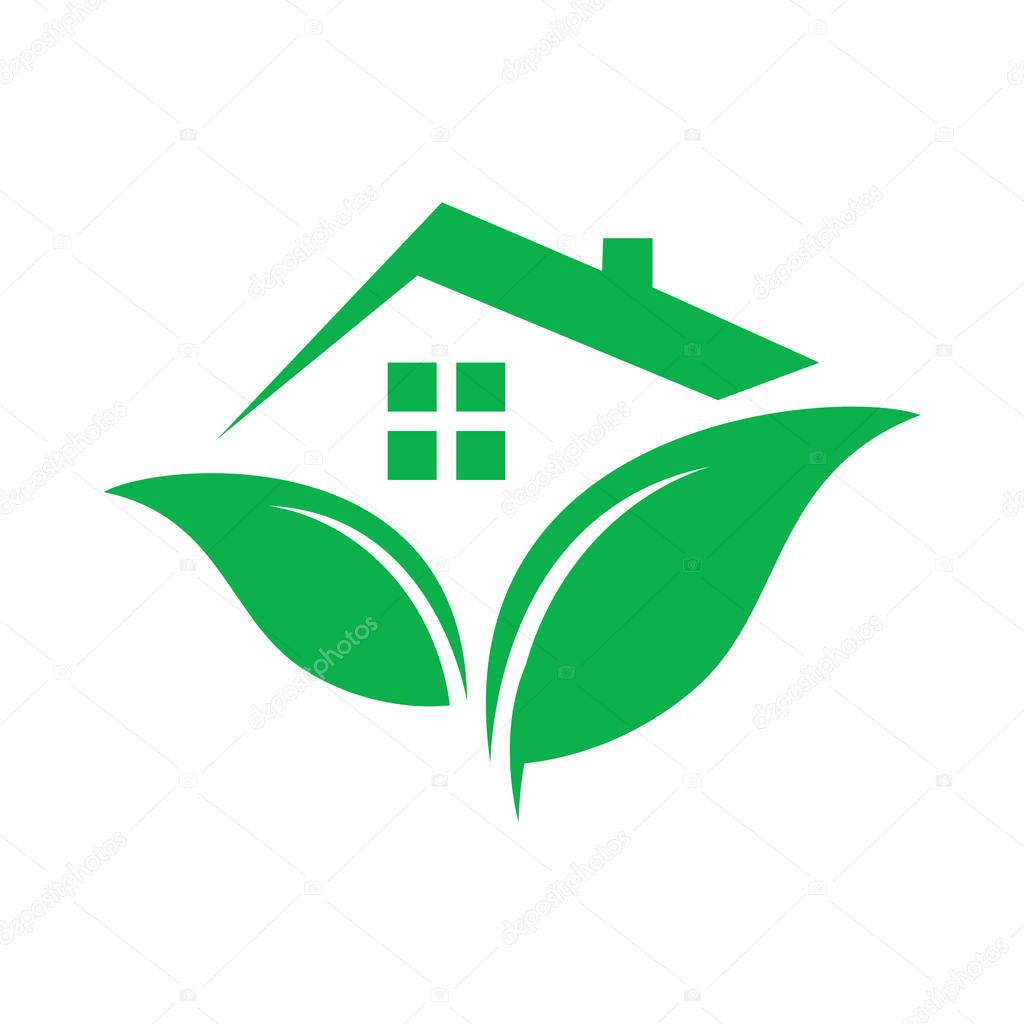 Environment Friendly home Eco Green house logo vector icon design