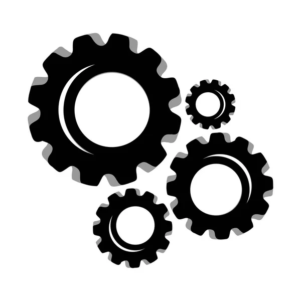 Kugghjul och kuggar vektor illustration i svartvitt format — Stock vektor